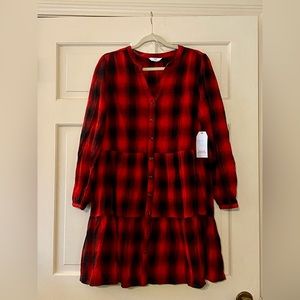 Time and Tru Long-Sleeve Plaid Dress